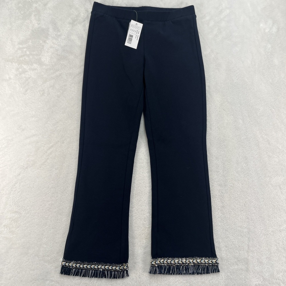 Calzedonia Pull On Pants Girls 7-8 Navy Sequin Fray Hem Boho Hippie Festival NEW
